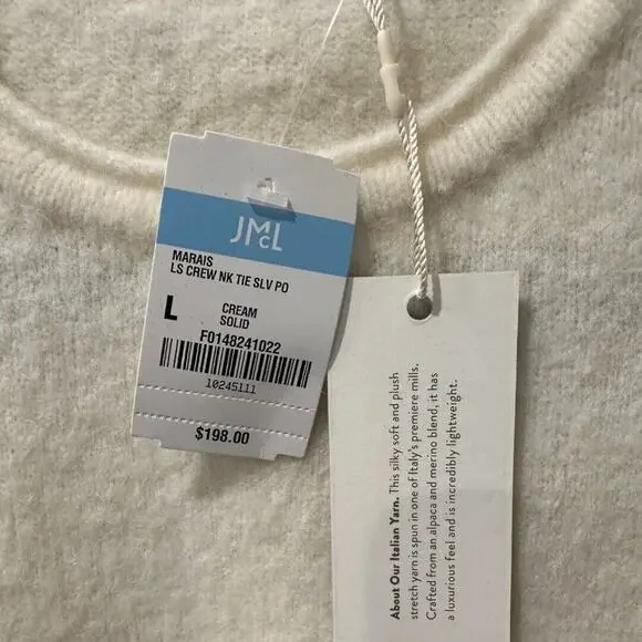 J. McLaughlin Marais Wool & Alpaca Blend Crew Neck Cream Sweater Size L NWT - Picture 5 of 7
